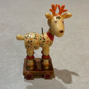 Hallmark 1977 Dated Ornament Reindeer on Wheels